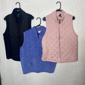 Lot of 3 Winter Women Vests Jones New York Womens Quilted Vest XL *See, Read*